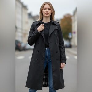 Burberry Irene Black Double-Breasted Trench Coat